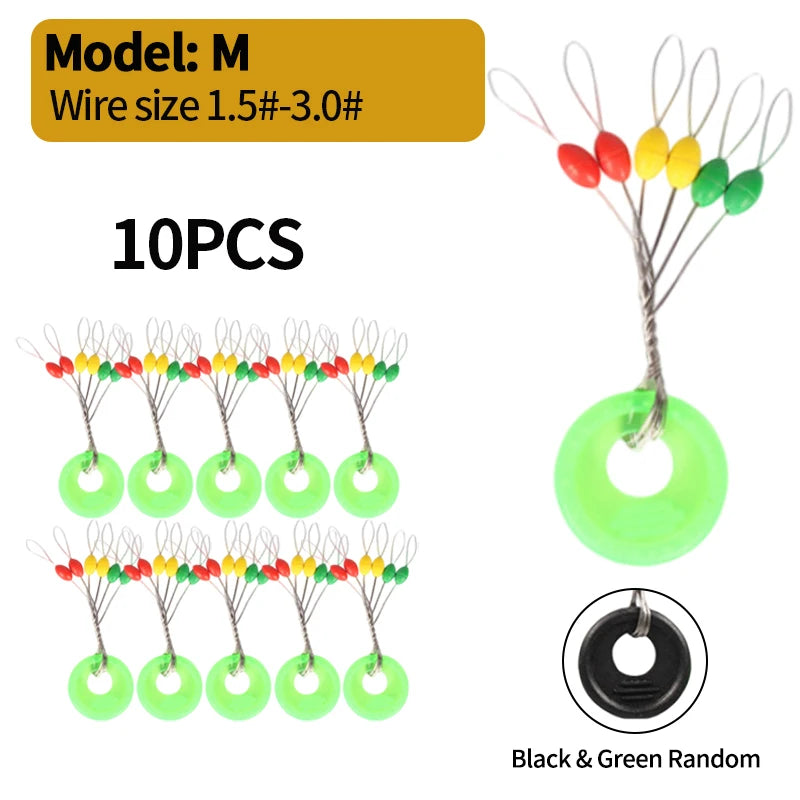 60pcs 10Group Oval Fishing Float Space Bean Colorful Rubber Space Beans Fishing Line Tackle Accessories Fishing Equipment