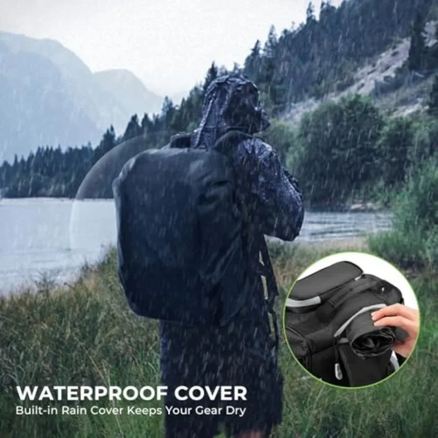 Fishing tackle backpack for outdoor use, durable nylon fabric, black color, features 4 tackle boxes, rod holders, and included
