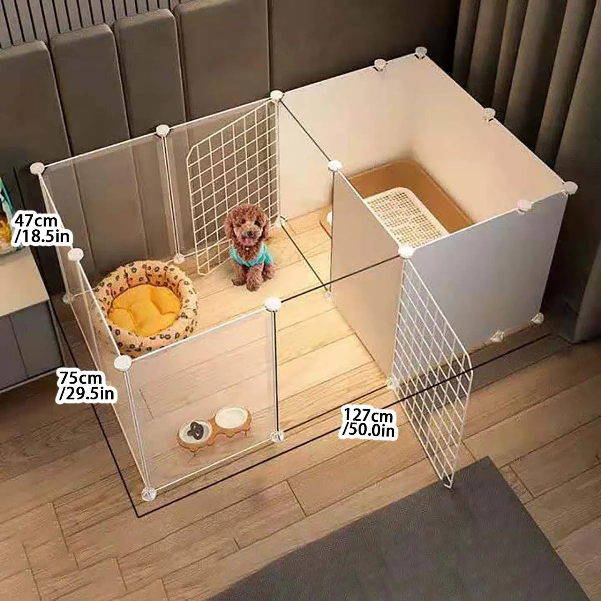 Pet dog enclosure Home House kennel Indoor small dog Teddy fence isolation door with toilet area dog cage