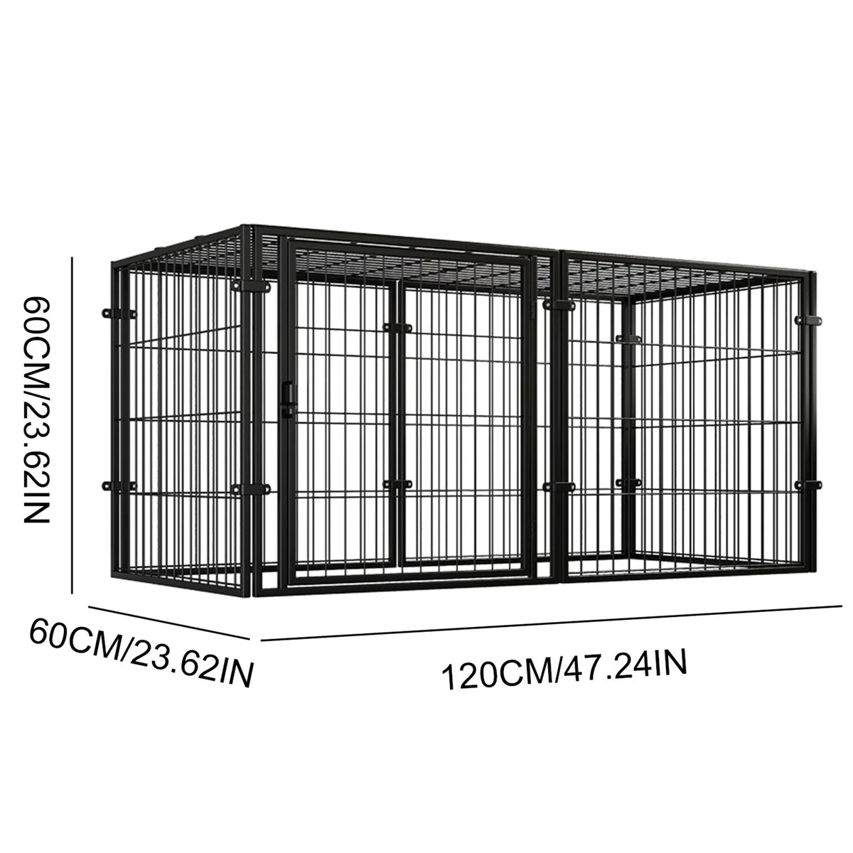 48 Inch Puppy Playpen with Door Heavy Duty Wire Dog Crates Metal Grid Dogs Cage Kennel Stackable for Puppy/Small Dog/Rabbit/Pig