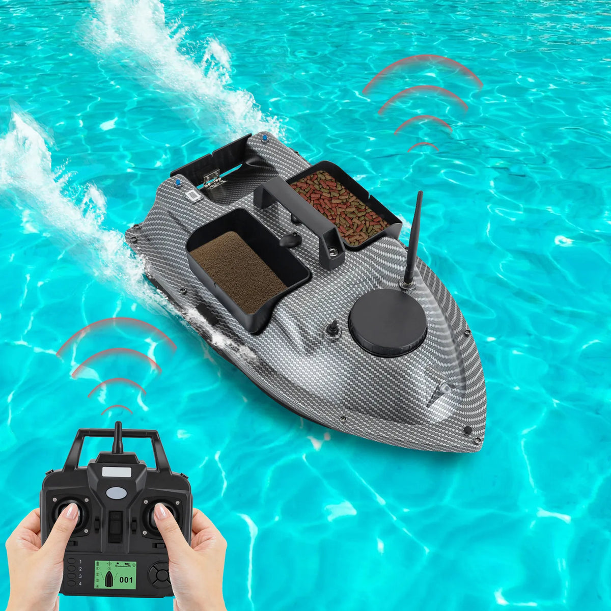 Rechargeable GPS Fishing Bait Boat with 2 Batteries 16 Positioning Points 2kg Load Bait Boat