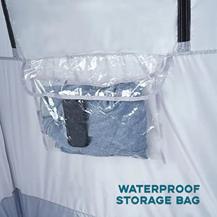 Shower Tent for Outdoor Camping, Waterproof Polyester Privacy Shelter in Gray-Blue, Quick-Setup Portable Dressing Toilet Tent f