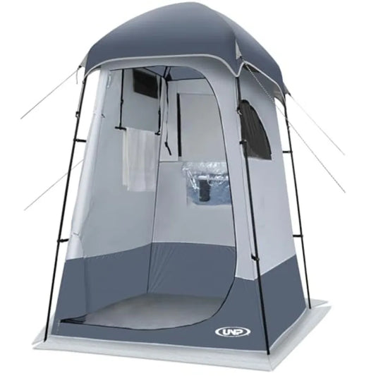 Shower Tent for Outdoor Camping, Waterproof Polyester Privacy Shelter in Gray-Blue, Quick-Setup Portable Dressing Toilet Tent f