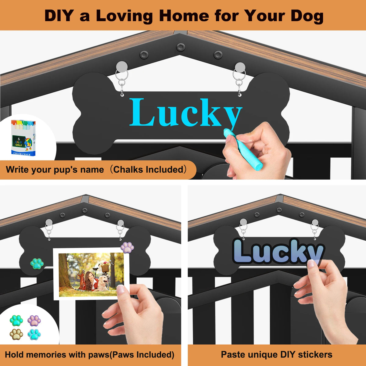 31"/41"/48“ XL Heavy Duty Dog Crate Furniture with Wheels, Dog Crates for Large Dogs Extra-Wide Thick Steel Plates for Chew Res