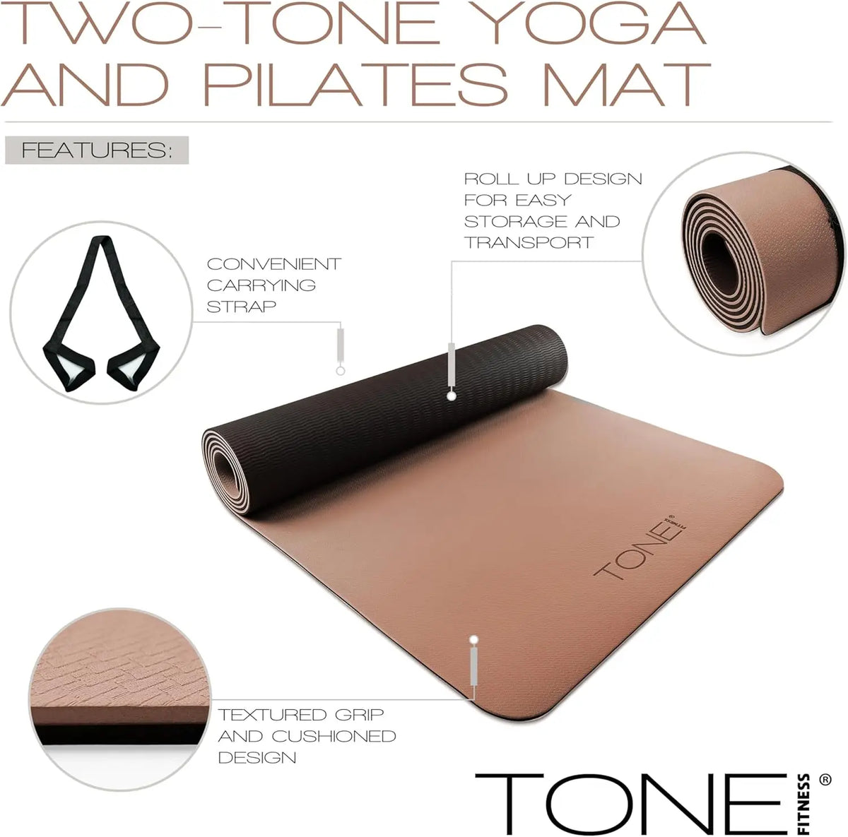 Non Slip Yoga Mat For Home Workouts With Carrying Strap