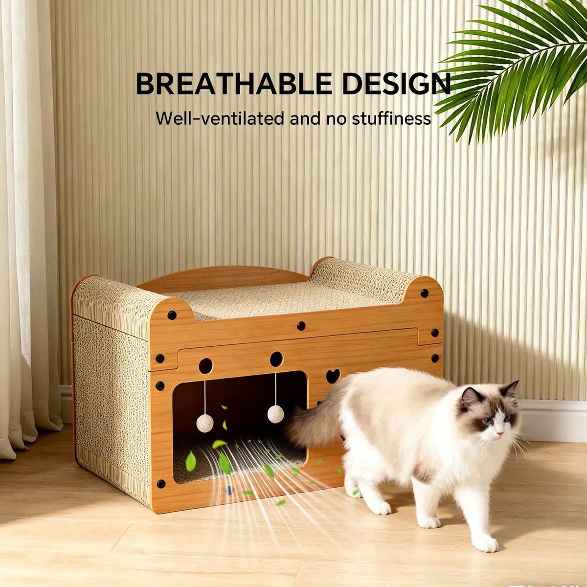 Cat Scratching Board And Resting Bed | Durable Cardboard Scratcher With Hanging Toys, Suitable For Kittens/Adult Cats