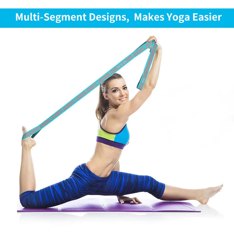 Elastic Yoga Stretching Strap With Loops For Yoga Pilates Dance Gymnastics