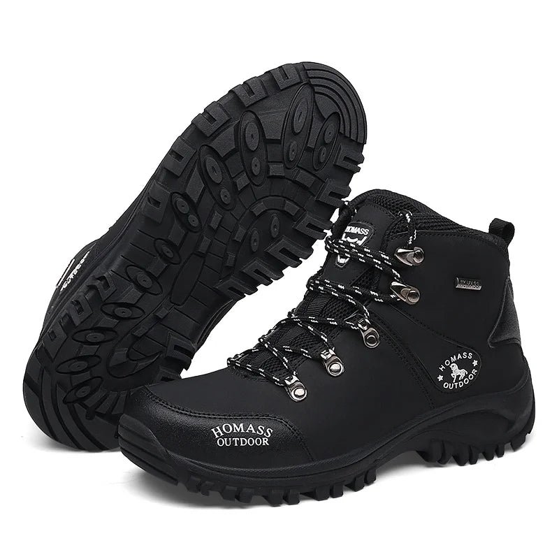 Men's High-Top Waterproof Hiking Boots: Lightweight Outdoor, Retro-Style Mountaineering. Warm, Durable, Non-slip, Elastic Ankle