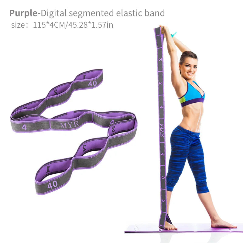 Elastic Yoga Stretching Strap With Loops For Yoga Pilates Dance Gymnastics