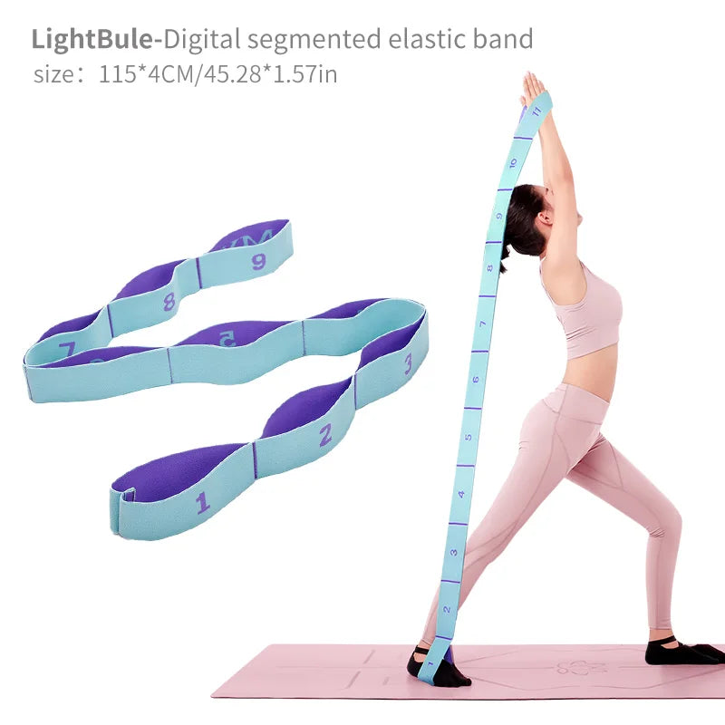 Elastic Yoga Stretching Strap With Loops For Yoga Pilates Dance Gymnastics