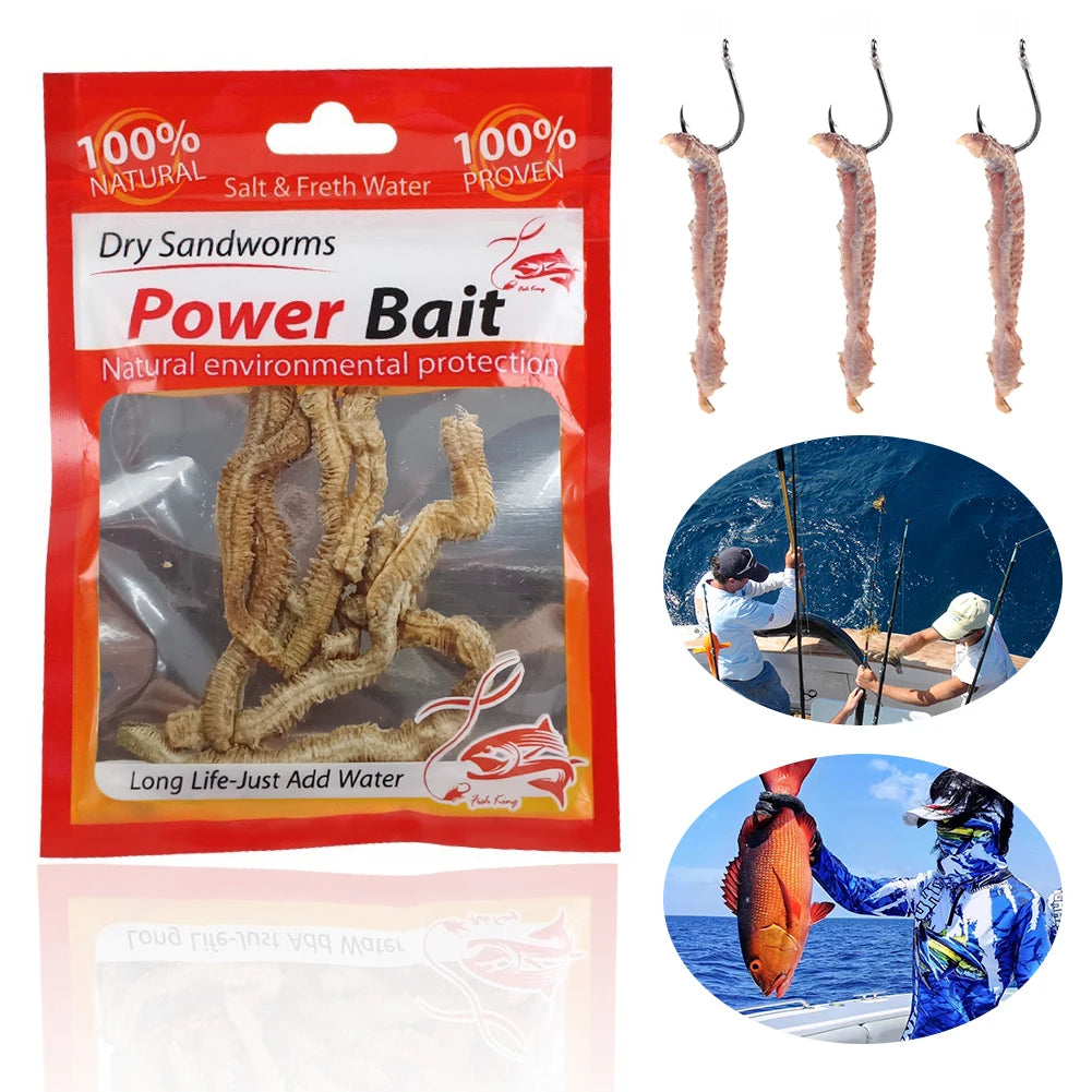 Dry Sandworms Fishing Lures Fishy Smell Lures Lifelike Dry Lugworm Sandworms for Saltwater Freshwater Fishing
