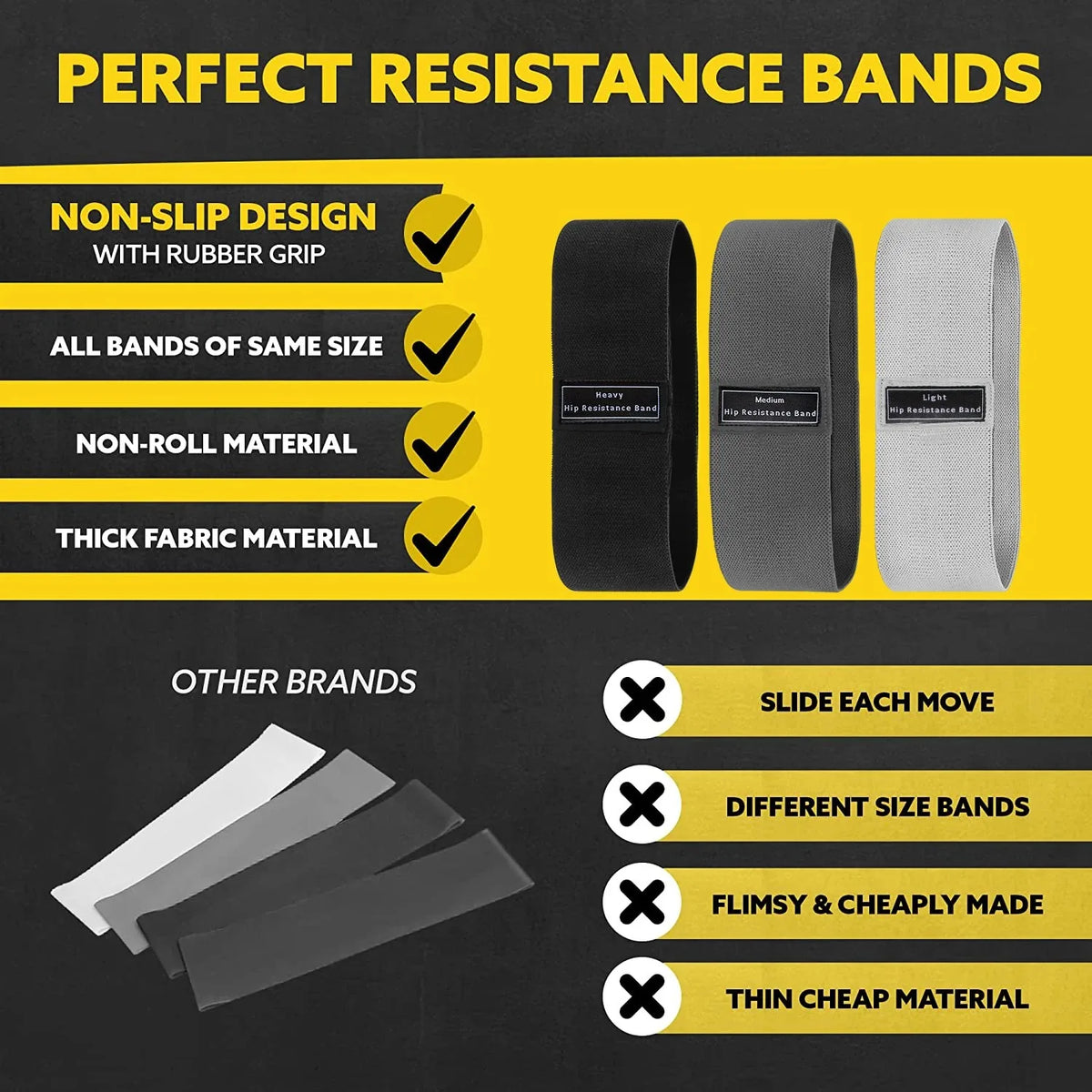 Elastic Fabric Resistance Bands For Glutes Thighs And Hip Workouts Yoga