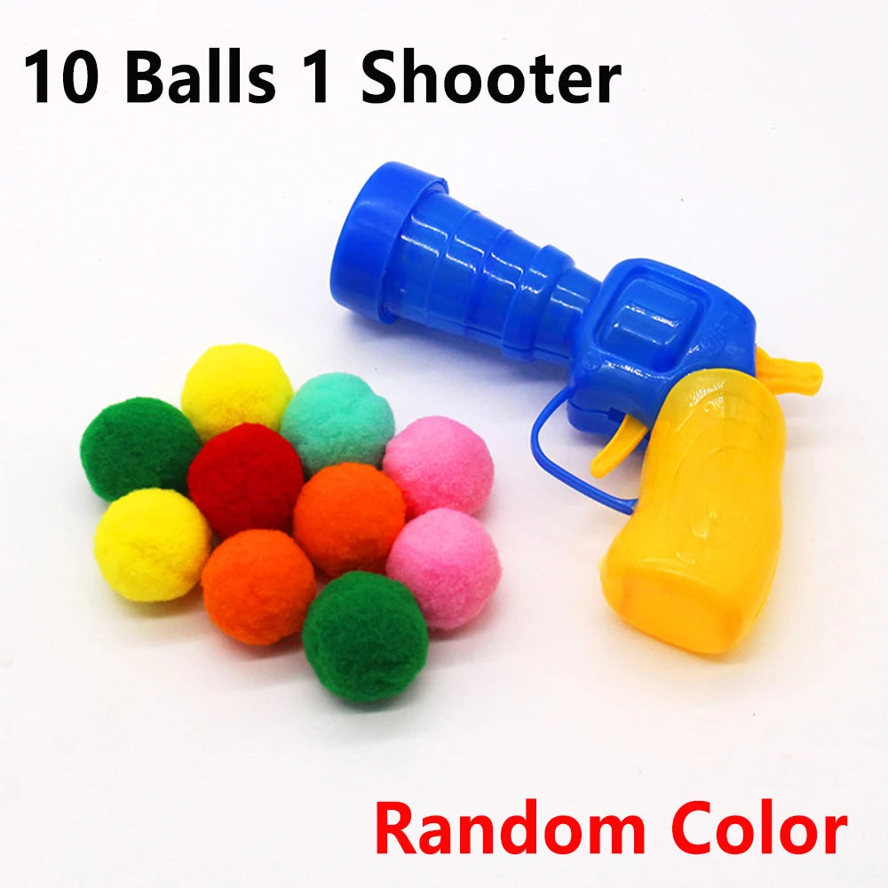 10-100pcs Cat Plush Ball Shooting Gun Funny Cat Toys Interactive Launch Training Toy for Pet Kitten Creative Mini Shooting Games