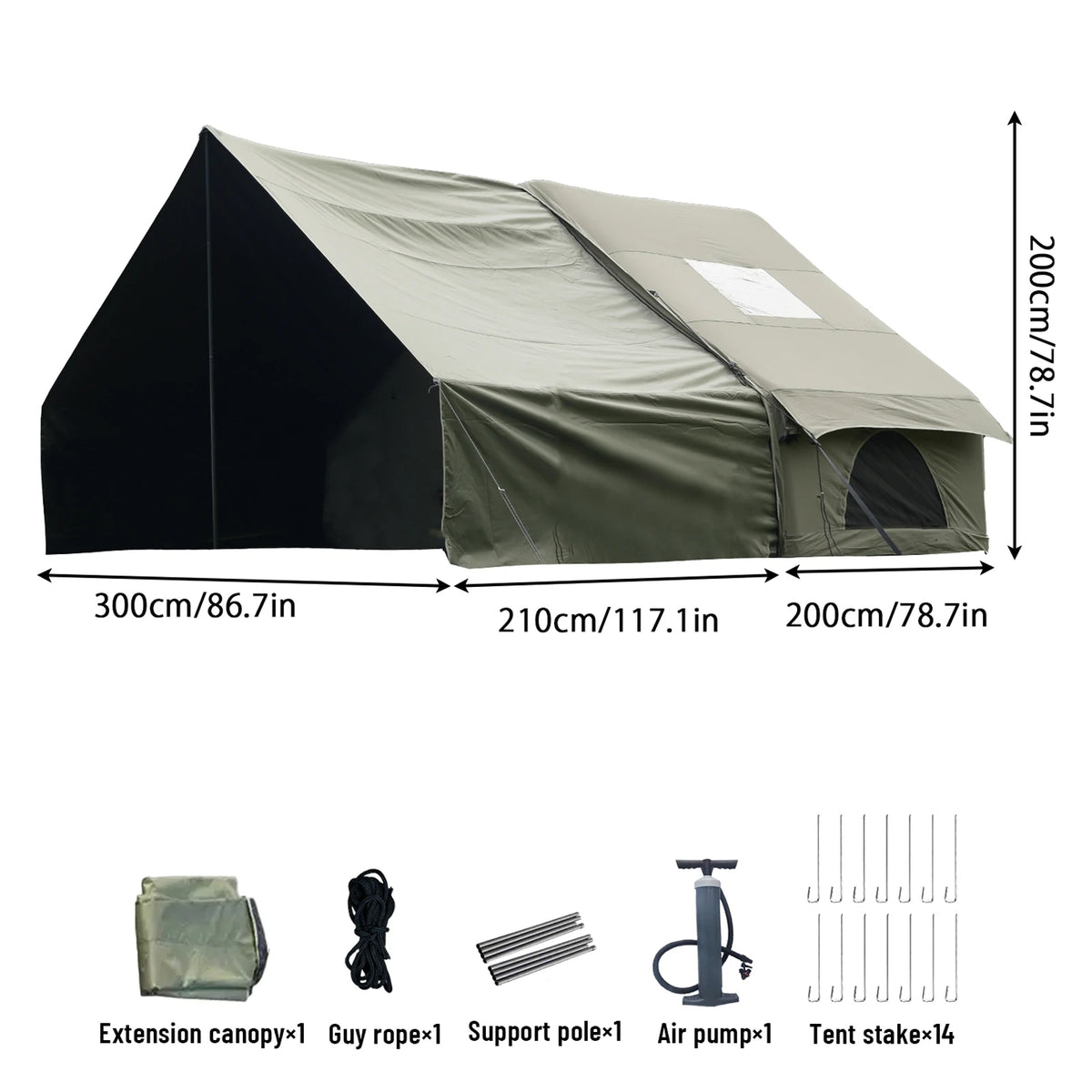 PAKICETUS Inflatable Tent With Skylight, Quick Setup Blow Up Tents With Pump, 4-6 PersonOutdoor Family Luxury Tent