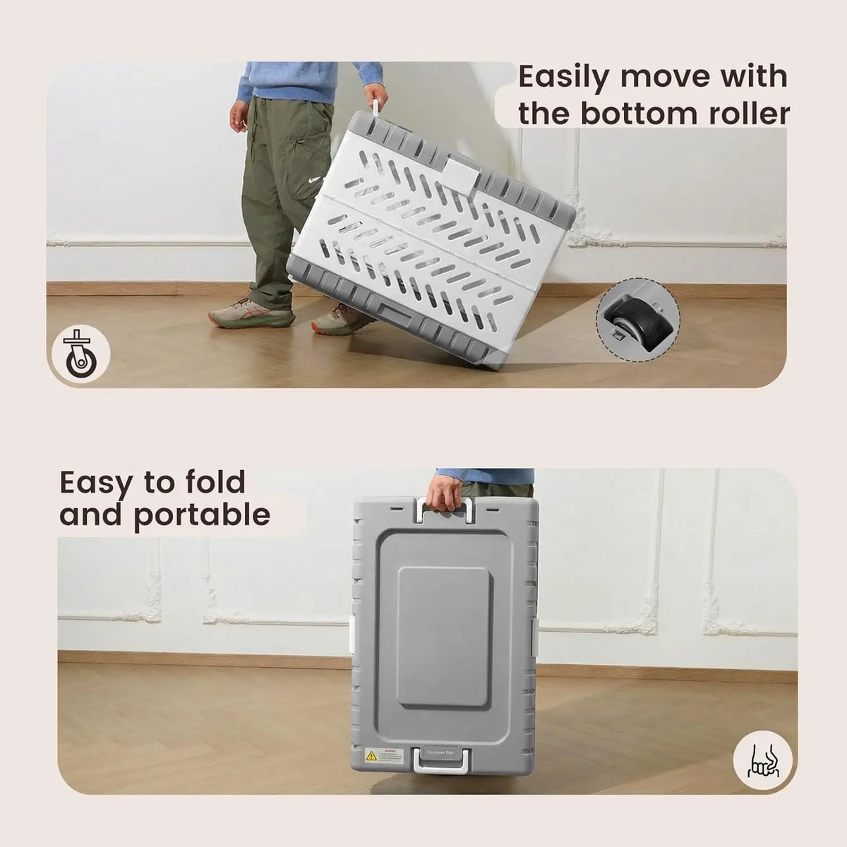 Collapsible Dog Crate for Medium/Small Dogs - 28" L Foldable Cage No-Tool Assembly, Travel Crate with 2 Wheels, Easy to Carry