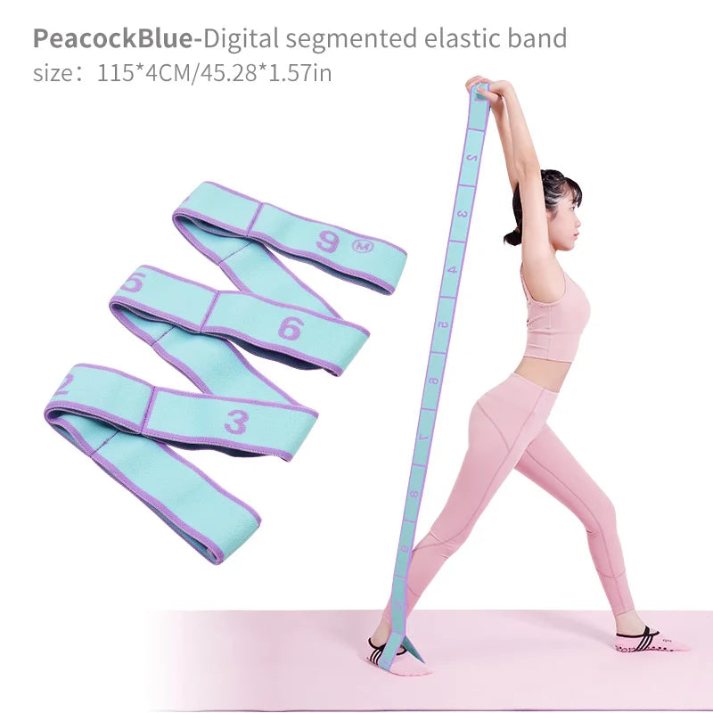 Elastic Yoga Stretching Strap With Loops For Yoga Pilates Dance Gymnastics
