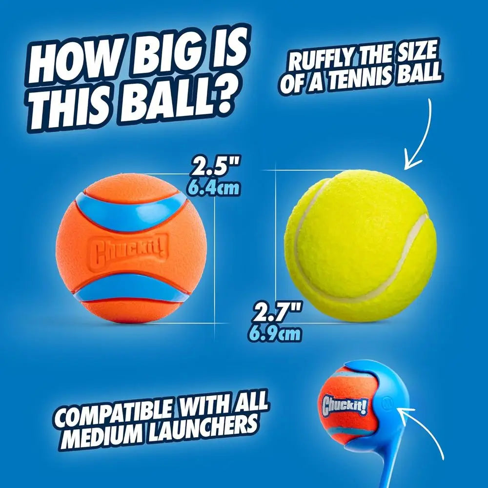 Ultra Ball Dog Toy - Medium Bouncy Rubber Balls for Dogs 20-60 lbs - Floating Water Pet Toys - Size Medium - 2.5-inch Diameter -