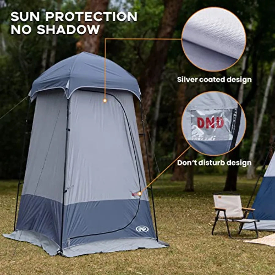 Shower Tent for Outdoor Camping, Waterproof Polyester Privacy Shelter in Gray-Blue, Quick-Setup Portable Dressing Toilet Tent f