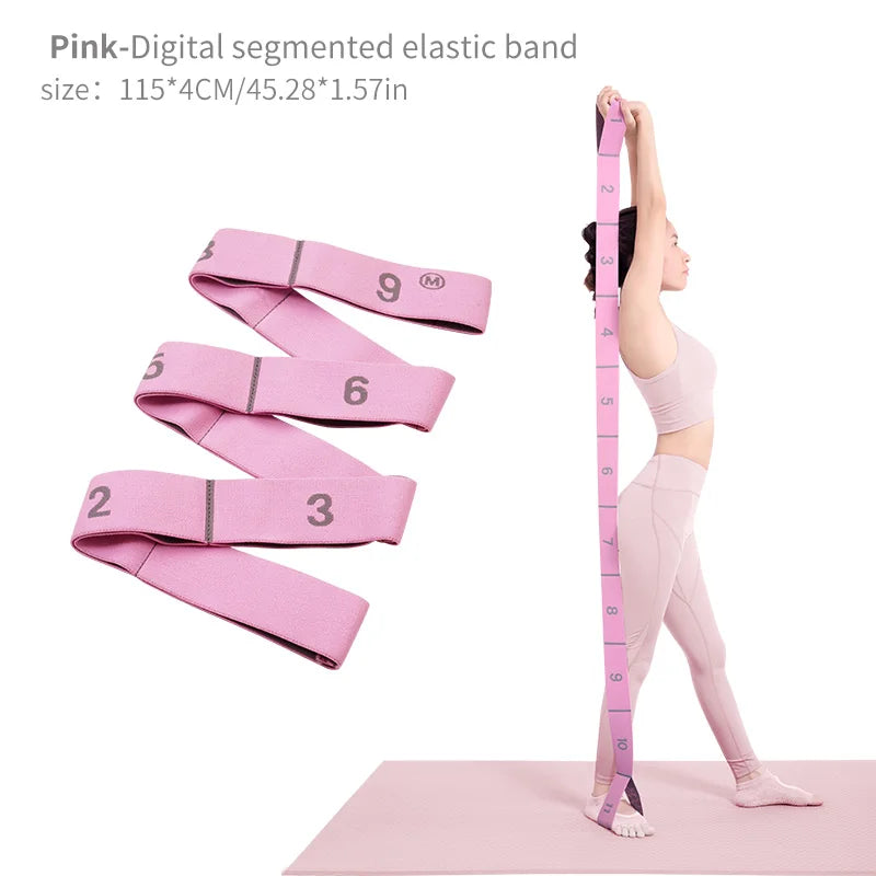 Elastic Yoga Stretching Strap With Loops For Yoga Pilates Dance Gymnastics
