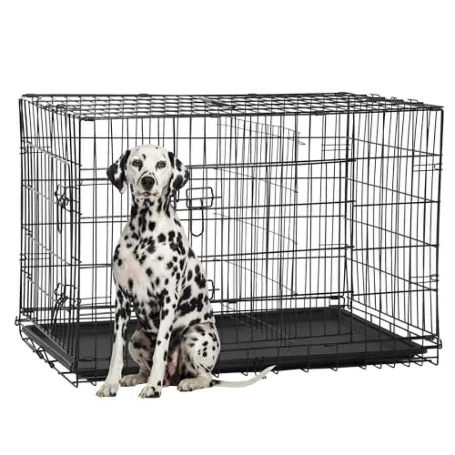 Extra Large Dog Crate Dog Kennel Cage with, Folding Metal Wire Dog Cage with Removable TrayandDivider Panel, Pet Crate for Larg