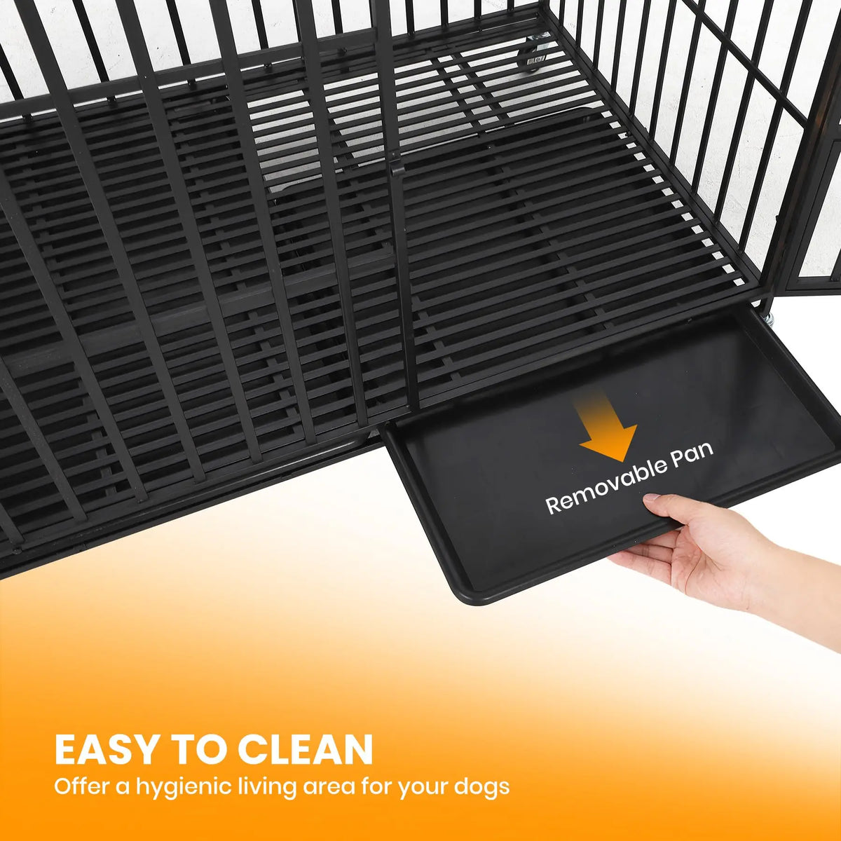 Heavy Duty Escape-Proof Metal Dog Crate Steel Kennel Dog Cage with 3 Doors, Removable Tray, Locking Wheels Medium/Large Breeds