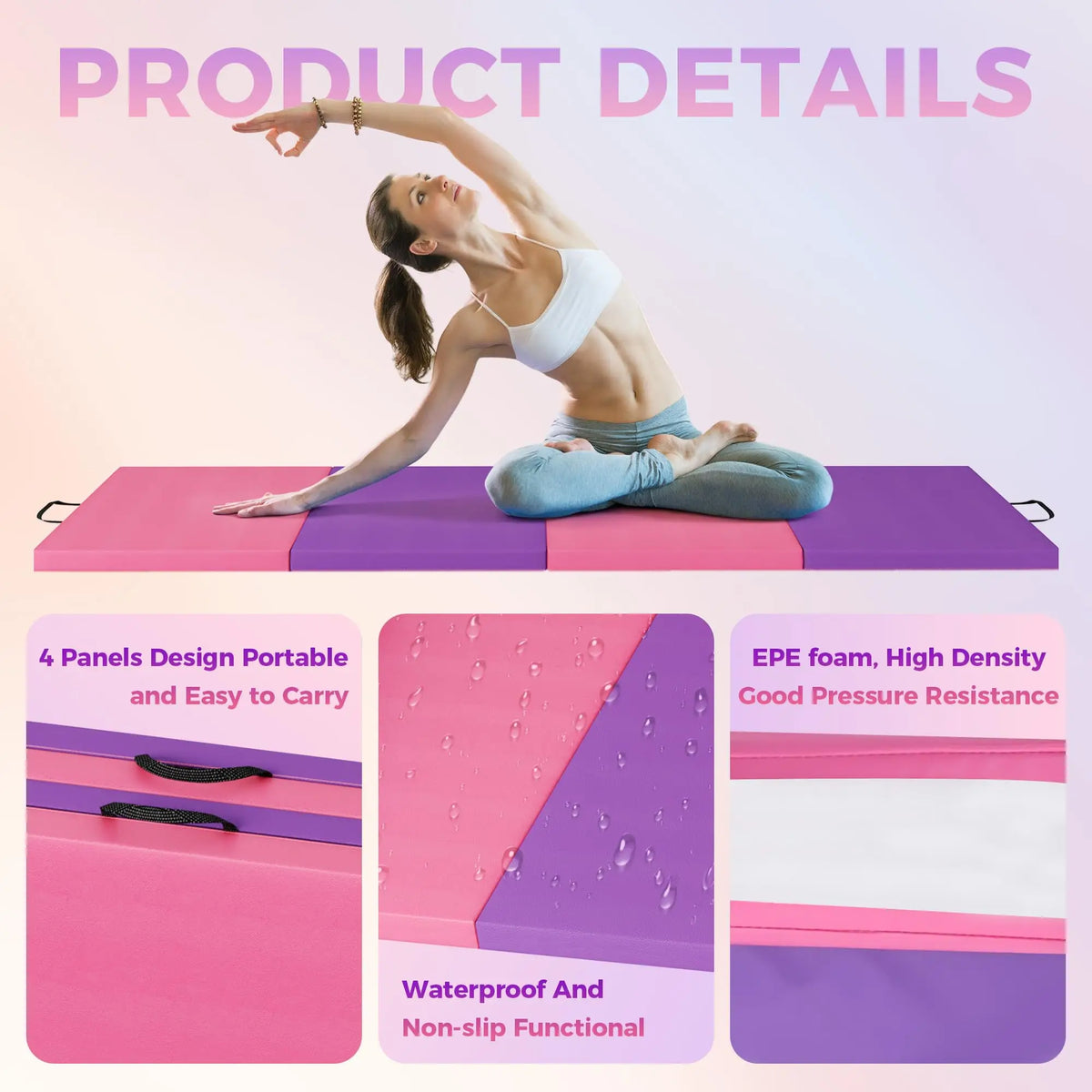 HiMISS Gymnastics Mat Tumbling Pad For Home Gym And Yoga