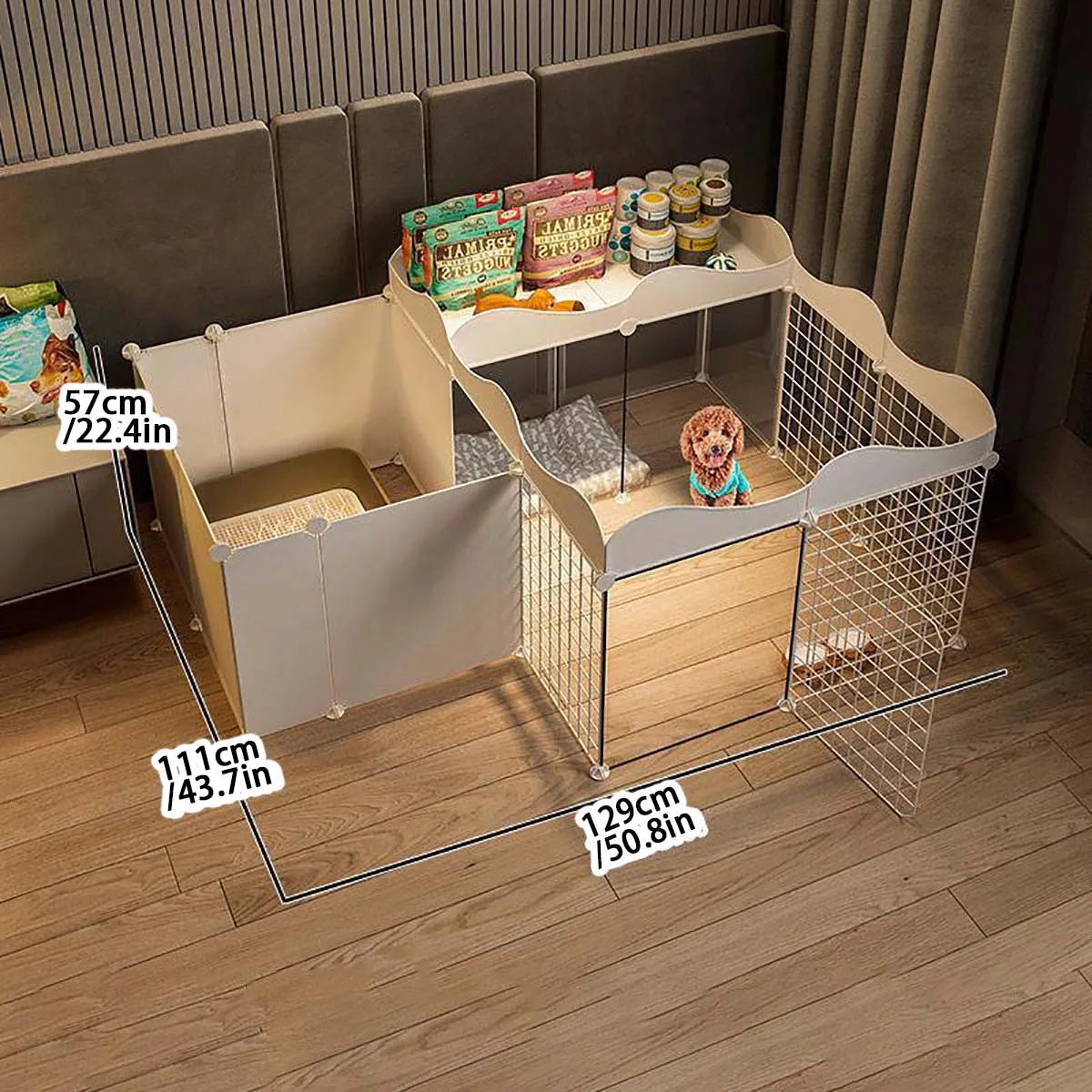 Pet dog enclosure Home House kennel Indoor small dog Teddy fence isolation door with toilet area dog cage