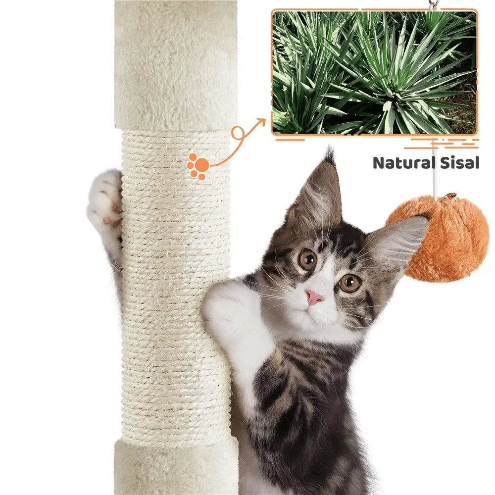 58 Tall Cute Cat PawShaped Cat Tree Soft Plush Cat Climbing Frame Plush Cat Apartment With Platforms, Condos, ching Posts,