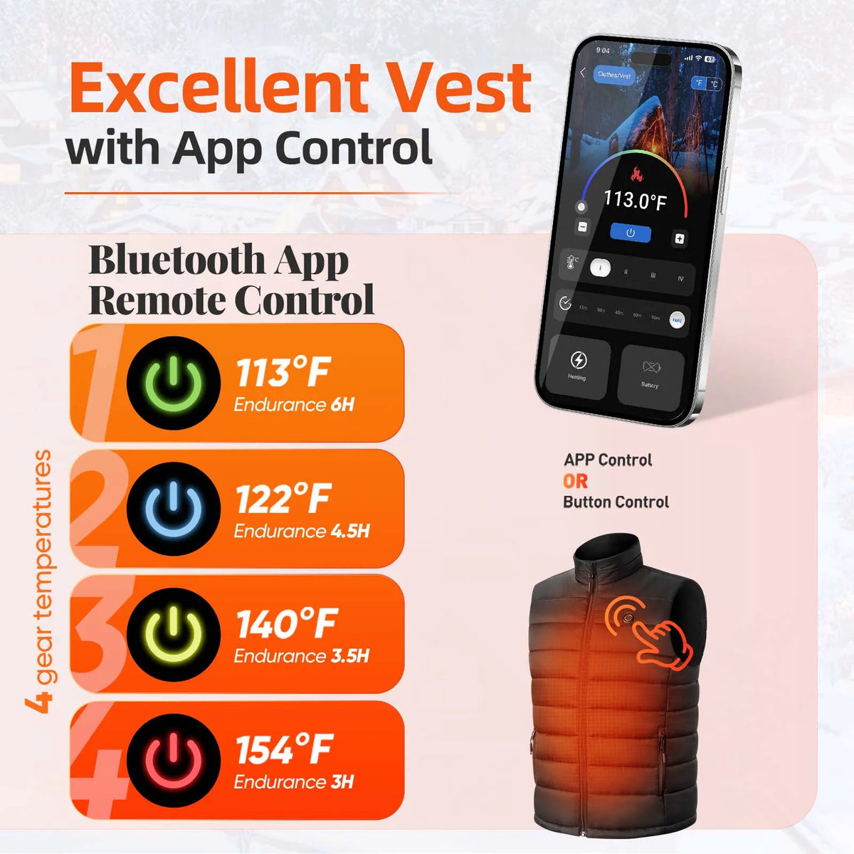 Heated Vest With App Control For Men And Women Rechargeable 12V Battery