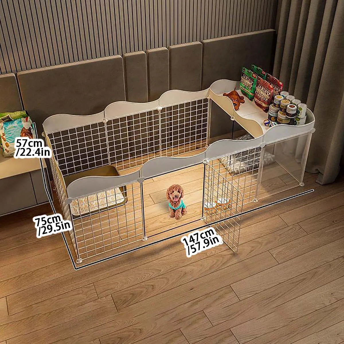 Pet dog enclosure Home House kennel Indoor small dog Teddy fence isolation door with toilet area dog cage