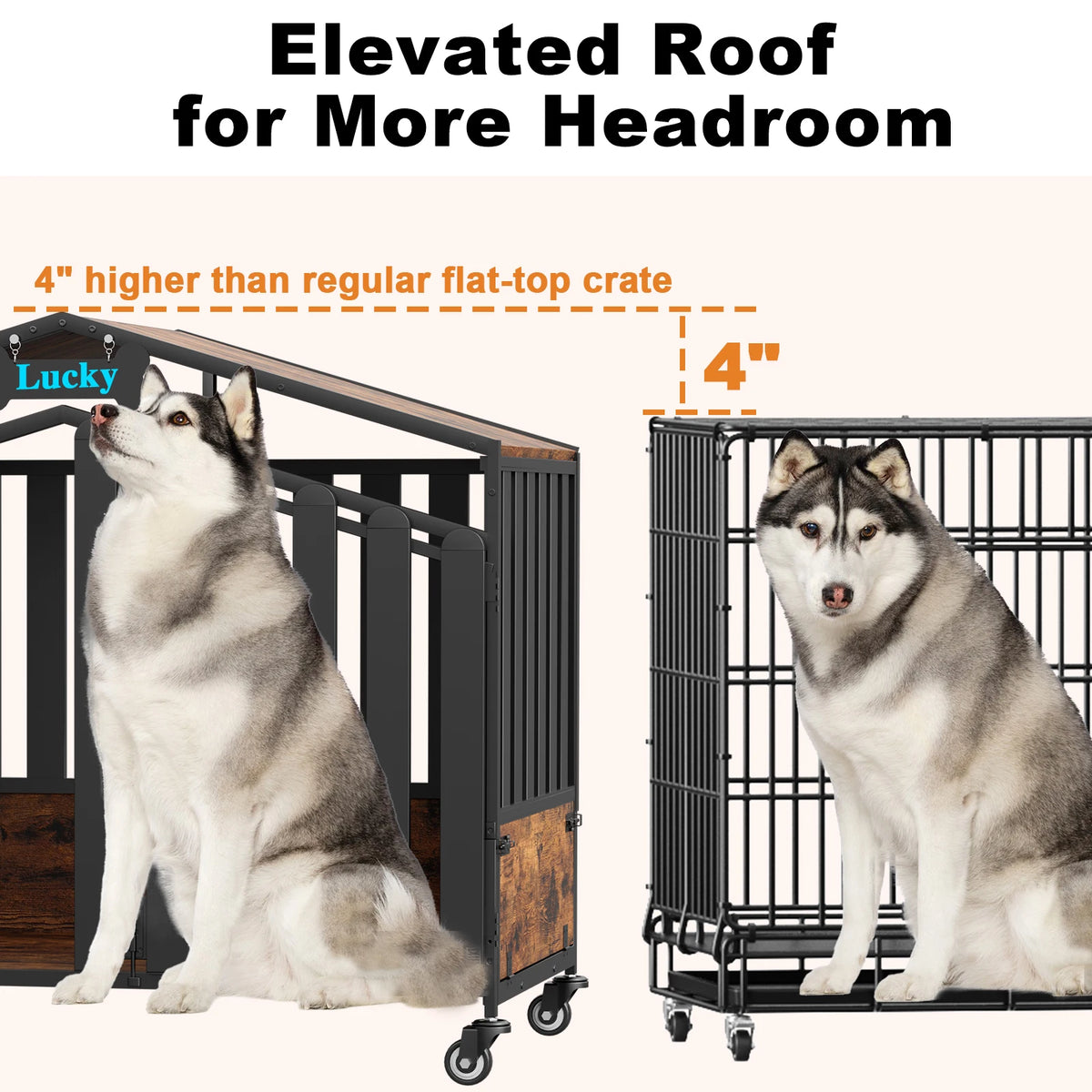 31"/41"/48“ XL Heavy Duty Dog Crate Furniture with Wheels, Dog Crates for Large Dogs Extra-Wide Thick Steel Plates for Chew Res