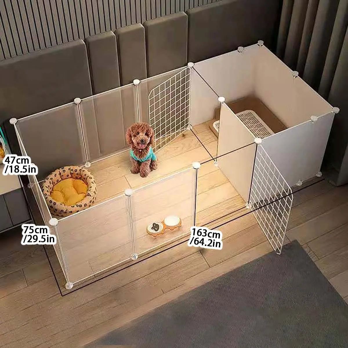 Pet dog enclosure Home House kennel Indoor small dog Teddy fence isolation door with toilet area dog cage