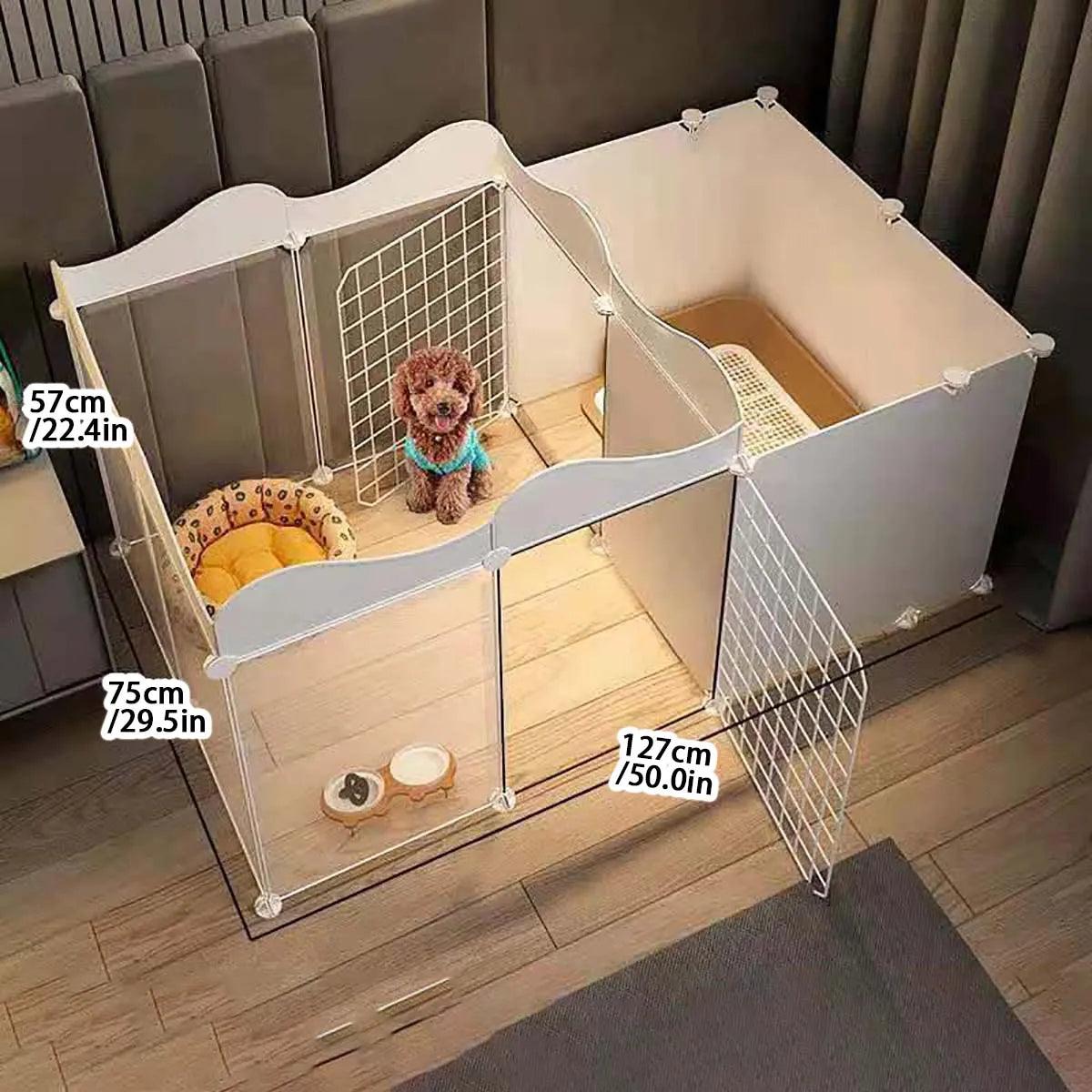 Pet dog enclosure Home House kennel Indoor small dog Teddy fence isolation door with toilet area dog cage
