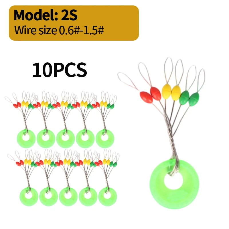 60pcs 10Group Oval Fishing Float Space Bean Colorful Rubber Space Beans Fishing Line Tackle Accessories Fishing Equipment