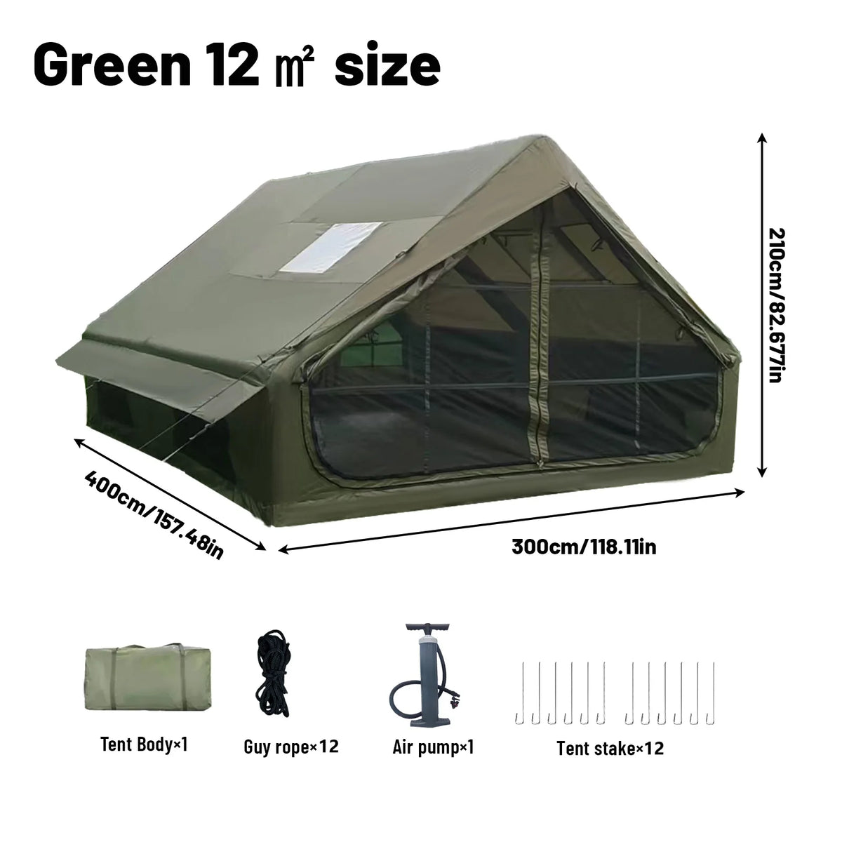 PAKICETUS Inflatable Tent With Skylight, Quick Setup Blow Up Tents With Pump, 4-6 PersonOutdoor Family Luxury Tent
