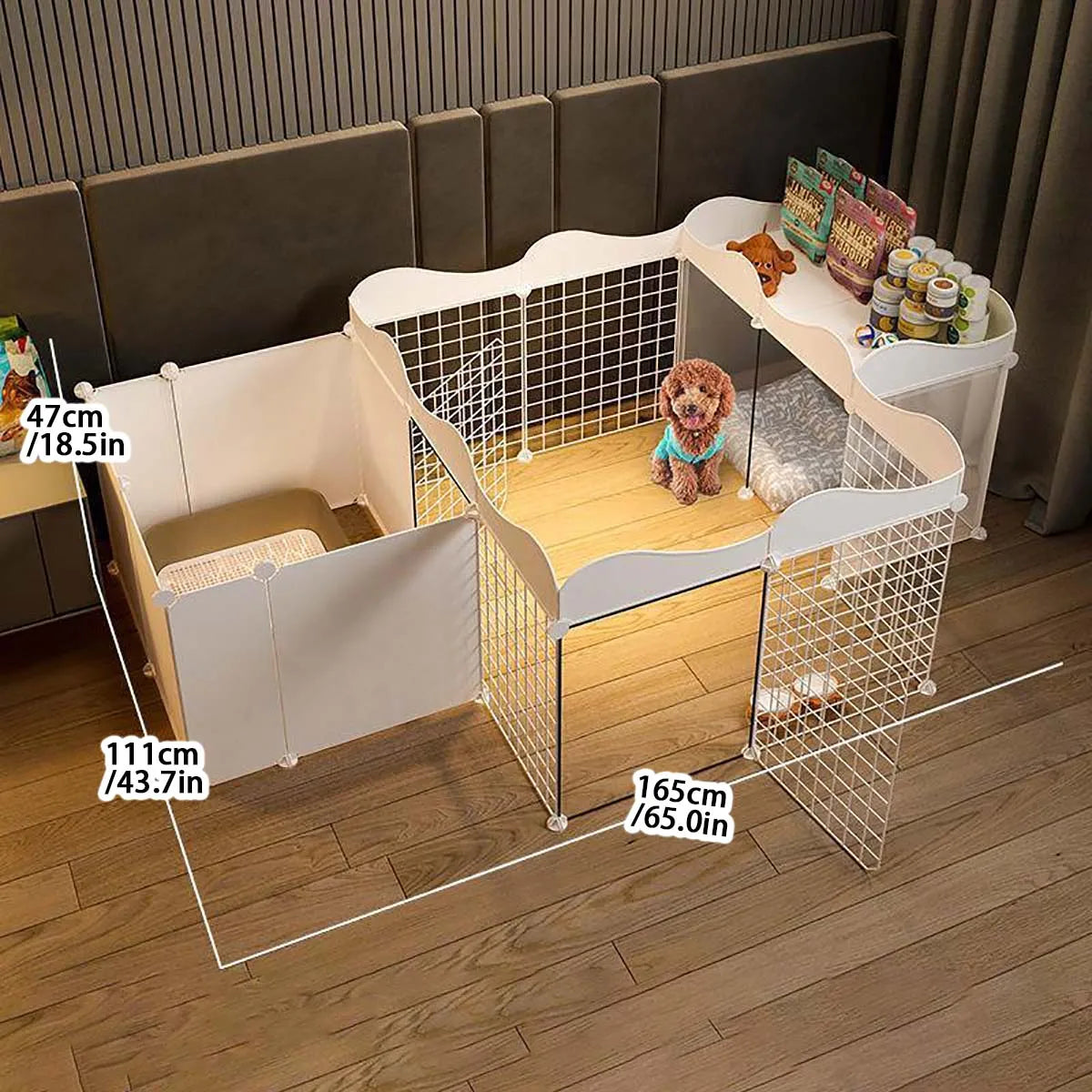 Pet dog enclosure Home House kennel Indoor small dog Teddy fence isolation door with toilet area dog cage