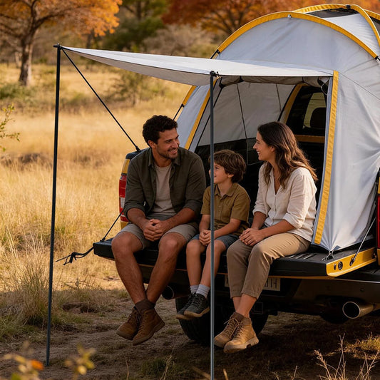 Waterproof Double Layer Pickup Truck Bed Tent with Awning or not – 210D Oxford, UPF 50+ Sun Protection, Fits 5-6.5ft Small & Mid-Size Truck Beds, Easy Setup, Portable Outdoor Camping Shelter for Road Trips, Tailgating, Over