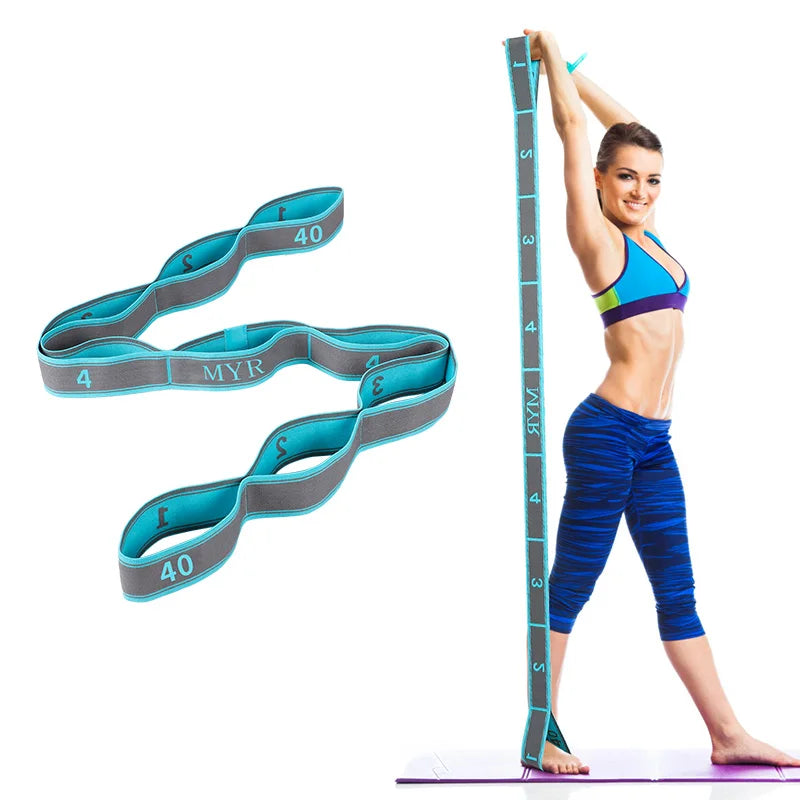 Elastic Yoga Stretching Strap With Loops For Yoga Pilates Dance Gymnastics