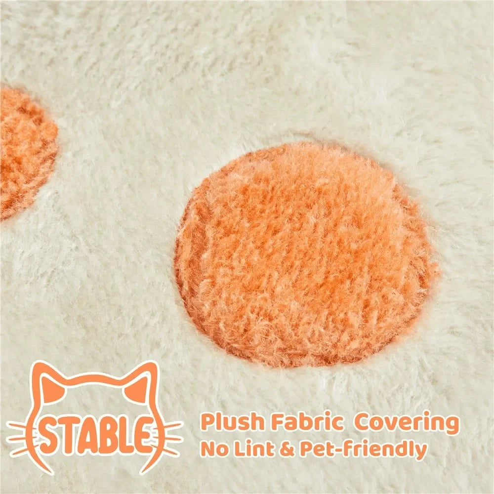 58 Tall Cute Cat PawShaped Cat Tree Soft Plush Cat Climbing Frame Plush Cat Apartment With Platforms, Condos, ching Posts,
