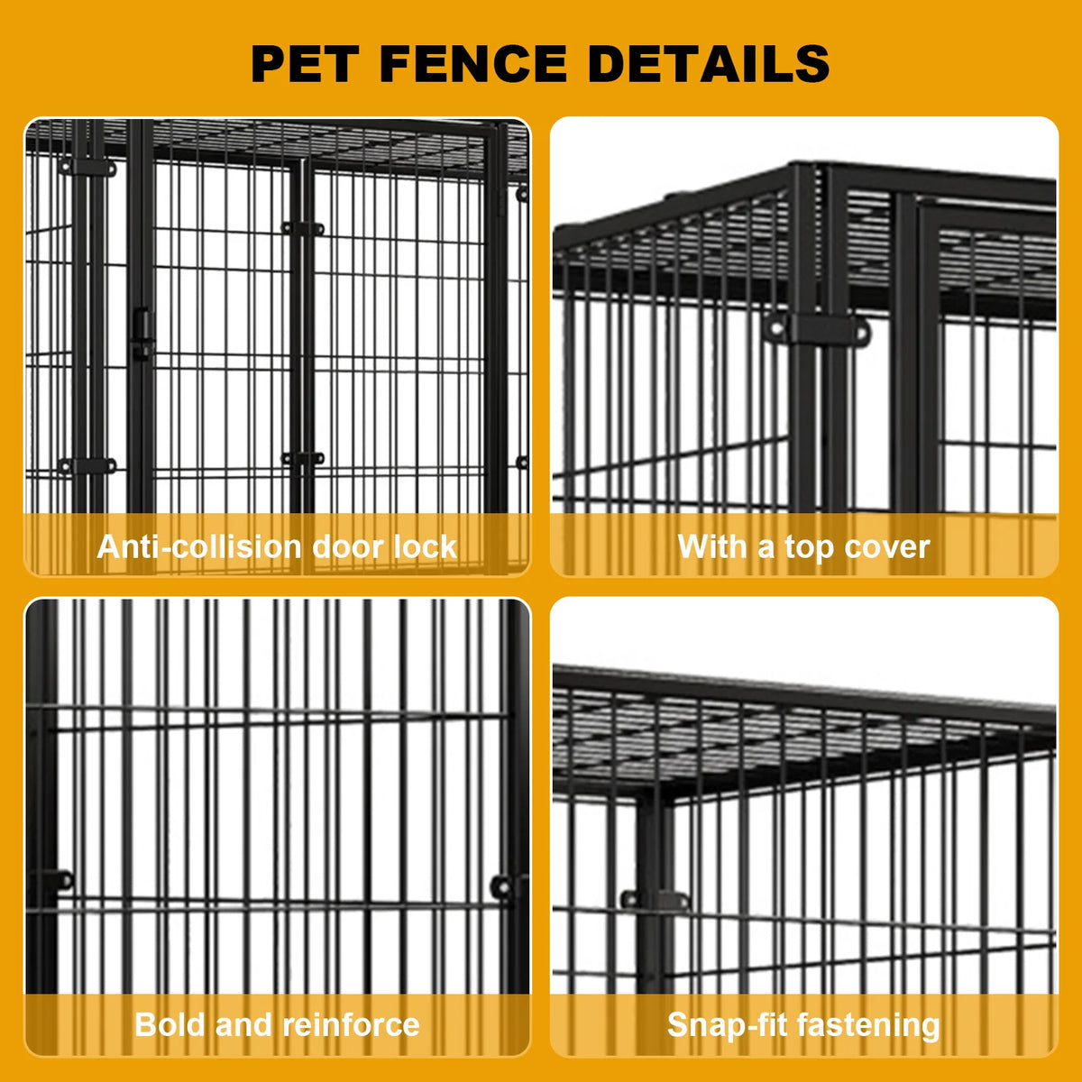 48 Inch Puppy Playpen with Door Heavy Duty Wire Dog Crates Metal Grid Dogs Cage Kennel Stackable for Puppy/Small Dog/Rabbit/Pig