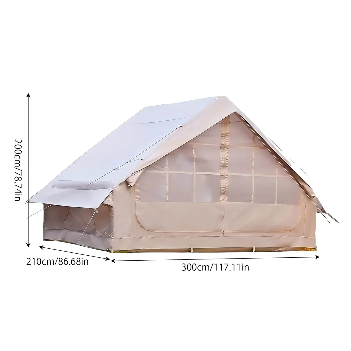 Large Inflatable Camping Tent with Skylight, Quick Air-Flow & Breathable Mesh Design, Summer Glamping Hot Tents for Ca