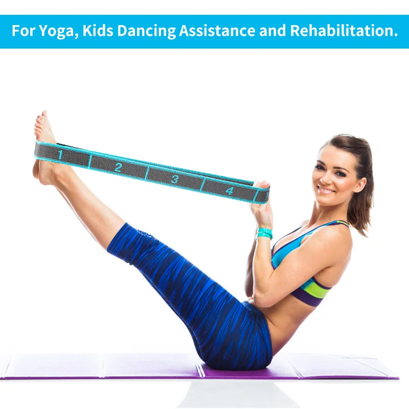 Elastic Yoga Stretching Strap With Loops For Yoga Pilates Dance Gymnastics