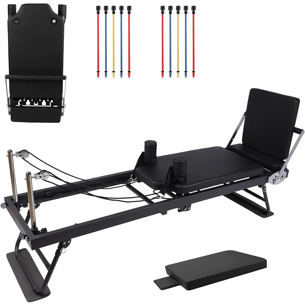 HiMISS Foldable Reformer Pilates Machine With Adjustable Heights