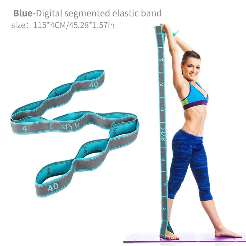 Elastic Yoga Stretching Strap With Loops For Yoga Pilates Dance Gymnastics