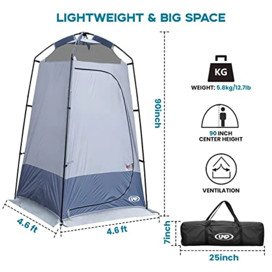 Shower Tent for Outdoor Camping, Waterproof Polyester Privacy Shelter in Gray-Blue, Quick-Setup Portable Dressing Toilet Tent f