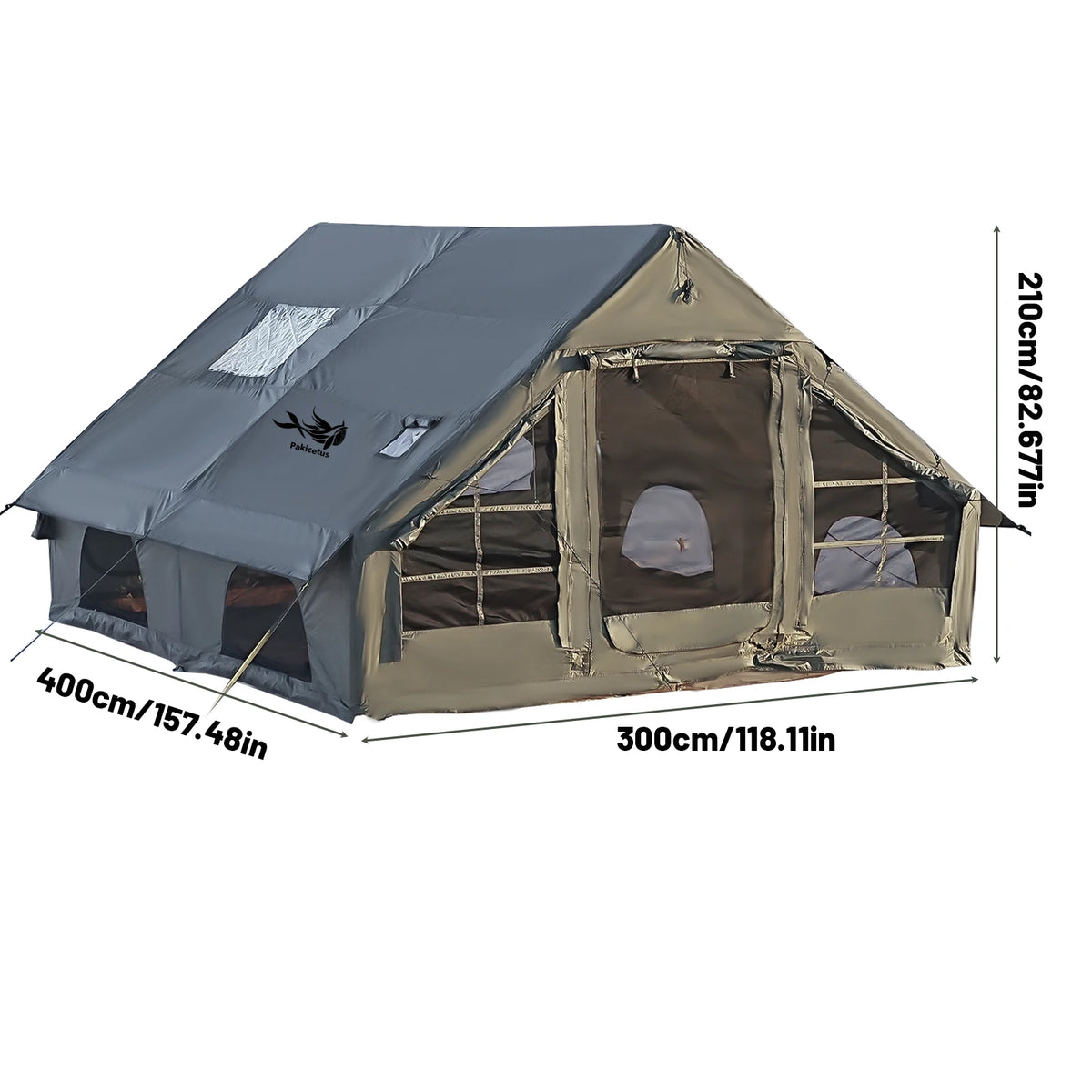 Large Inflatable Camping Tent with Skylight, Quick Air-Flow & Breathable Mesh Design, Summer Glamping Hot Tents for Ca