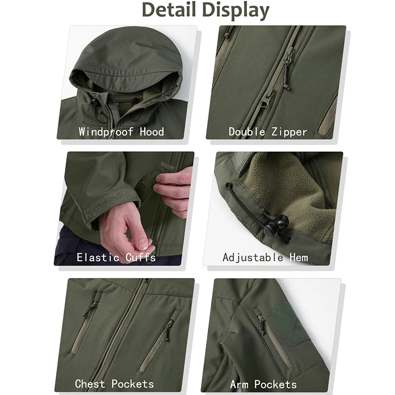 ReFire Gear Men Waterproof Softshell Tactical Jacket For Winter Outdoor