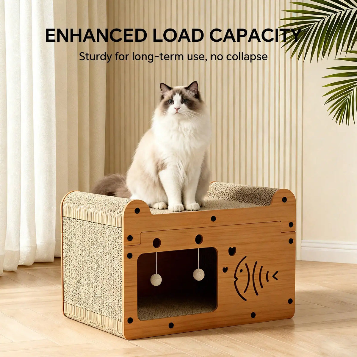 Cat Scratching Board And Resting Bed | Durable Cardboard Scratcher With Hanging Toys, Suitable For Kittens/Adult Cats