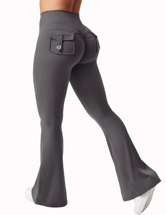 Summer Women's Cargo Pocket Fitness Tights High-Waisted Yoga Running