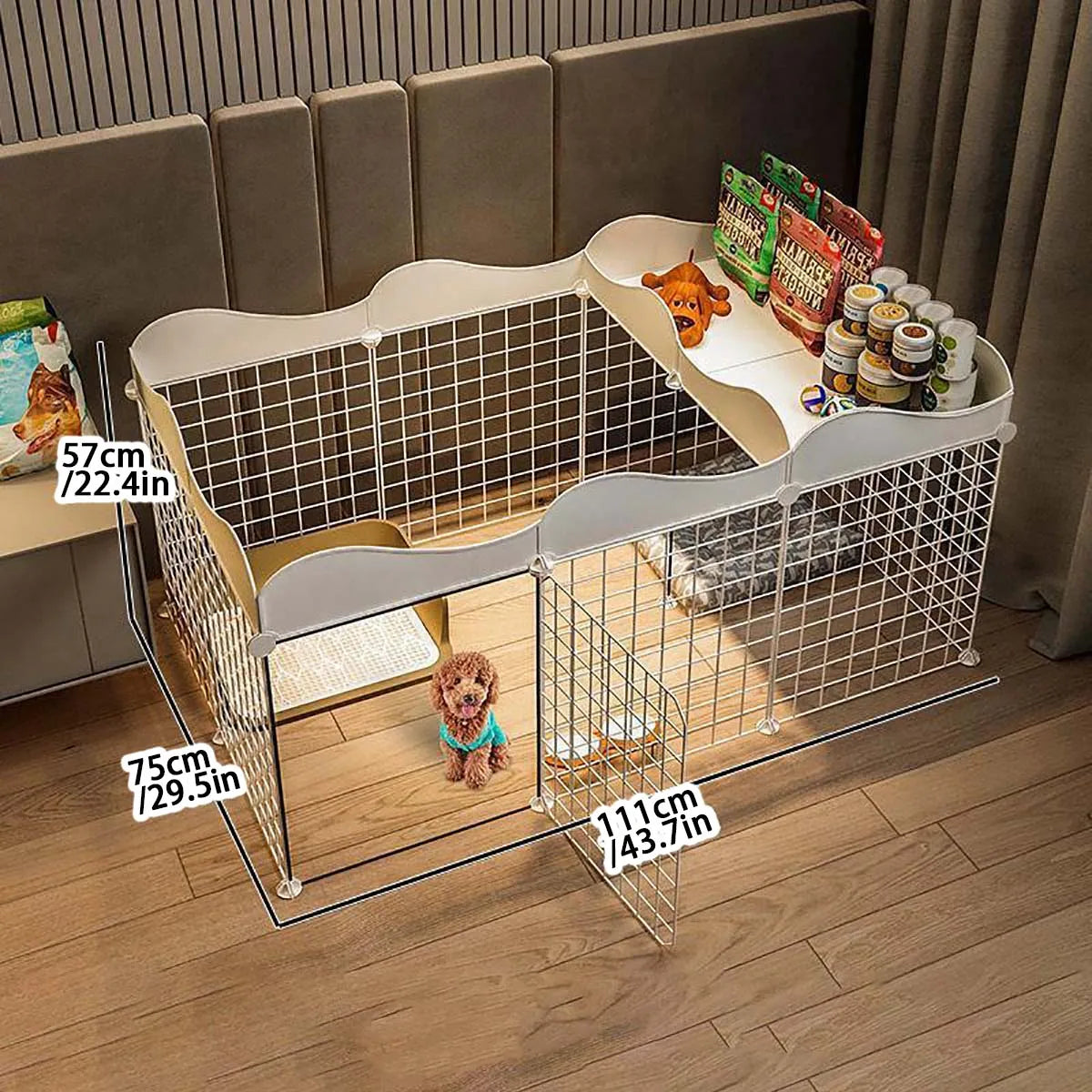 Pet dog enclosure Home House kennel Indoor small dog Teddy fence isolation door with toilet area dog cage
